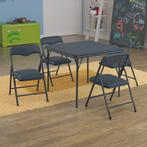 English Elm Commercial Grade Kids 5 Piece Folding Table and Chair Set