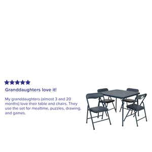 English Elm Commercial Grade Kids 5 Piece Folding Table and Chair Set