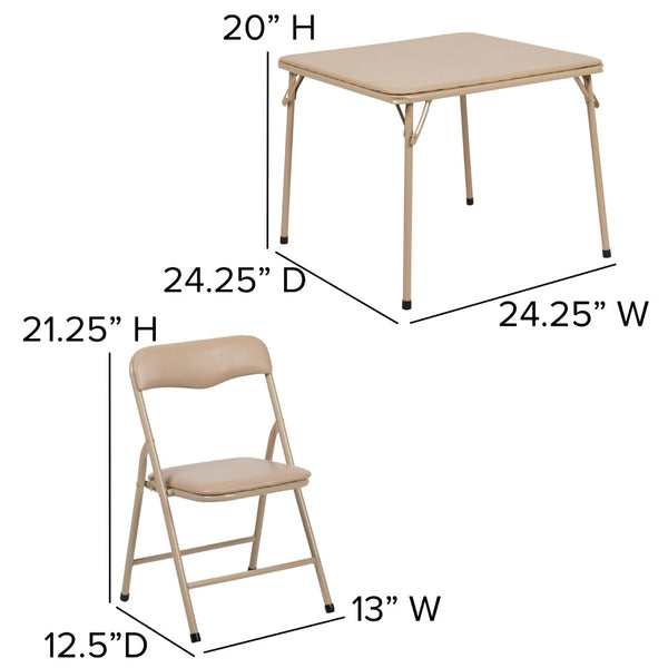 English Elm Commercial Grade Kids 5 Piece Folding Table and Chair Set