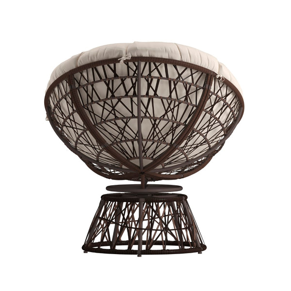 English Elm Comfort Series Swivel Patio Chair with Beige Cushion