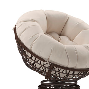 English Elm Comfort Series Swivel Patio Chair with Beige Cushion