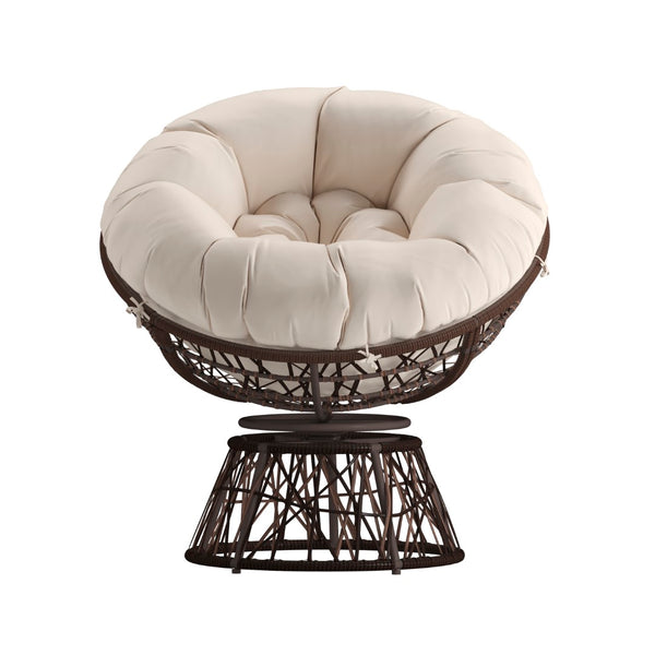 English Elm Comfort Series Swivel Patio Chair with Beige Cushion