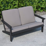 English Elm All-Weather Poly Resin Wood Adirondack Style Deep Seat Patio Loveseat with Cushions, /Charcoal