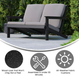 English Elm All-Weather Poly Resin Wood Adirondack Style Deep Seat Patio Loveseat with Cushions, /Charcoal