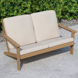 English Elm All-Weather Poly Resin Wood Adirondack Style Deep Seat Patio Loveseat with Cushions, Natural Cedar/Cream