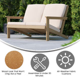 English Elm All-Weather Poly Resin Wood Adirondack Style Deep Seat Patio Loveseat with Cushions, Natural Cedar/Cream