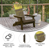 English Elm Commercial Grade Commercial Folding Adirondack Chair - - Poly Resin - Indoor/Outdoor - Weather Resistant