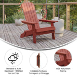 English Elm Commercial Grade Commercial Folding Adirondack Chair - - Poly Resin - Indoor/Outdoor - Weather Resistant