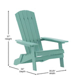 English Elm Commercial Grade Commercial Folding Adirondack Chair - - Poly Resin - Indoor/Outdoor - Weather Resistant