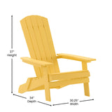 English Elm Commercial Grade Commercial Folding Adirondack Chair - - Poly Resin - Indoor/Outdoor - Weather Resistant