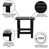 English Elm Commercial Grade 2 Pack Commercial All-Weather Poly Resin Folding Adirondack Chairs with Side Table