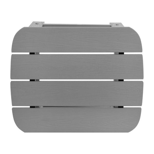 English Elm Commercial Grade 2 Pack Commercial All-Weather Poly Resin Folding Adirondack Chairs with Side Table