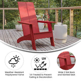 English Elm Commercial Grade Modern Commercial 2-Slat Back Adirondack Chair - Commercial All-Weather Poly Resin Lounge Chair