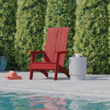 English Elm Commercial Grade Modern Commercial 2-Slat Back Adirondack Chair - Commercial All-Weather Poly Resin Lounge Chair