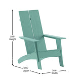 English Elm Commercial Grade Modern Commercial 2-Slat Back Adirondack Chair - All-Weather Poly Resin Lounge Chair