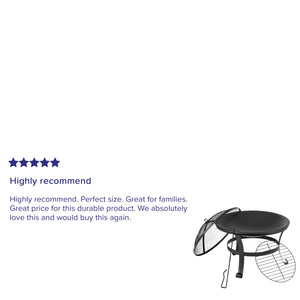 English Elm Sawyer - Set of 2 Modern Sawyer Commercial All-Weather 2-Slat Poly Resin Adirondack Chairs with 22" Round Wood Burning Fire Pit