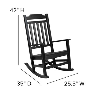 English Elm - Set of 2 All-Weather Poly Resin Rocking Chairs with Accent Side Table