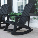 Commercial Grade All-Weather Poly Resin Wood Adirondack Rocking Chair with Rust Resistant Stainless Steel Hardware