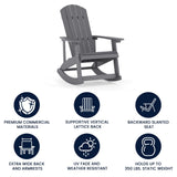 English Elm Commercial Grade All-Weather Poly Resin Wood Adirondack Rocking Chair with Rust Resistant Stainless Steel Hardware in