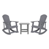 English Elm - Set of 2 Commercial Grade All-Weather Poly Resin Wood Adirondack Rocking Chairs with Side Table