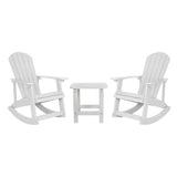 English Elm - Set of 2 Commercial Grade All-Weather Poly Resin Wood Adirondack Rocking Chairs with Side Table