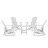 English Elm Set of 4 Commercial Grade All-Weather Poly Resin Wood Adirondack Rocking Chairs with Side Table