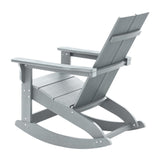 English Elm Modern Commercial Grade All-Weather 2-Slat Poly Resin Wood Rocking Adirondack Chair with Rust Resistant Stainless Steel Hardware