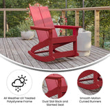 English Elm Modern Commercial Grade Poly Resin Wood Adirondack Rocking Chair - All Weather Polystyrene - Dual Slat Back - Stainless Steel Hardware