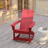 English Elm Modern Commercial Grade Poly Resin Wood Adirondack Rocking Chair - All Weather Polystyrene - Dual Slat Back - Stainless Steel Hardware