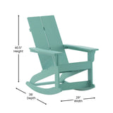 English Elm Modern Commercial Grade Poly Resin Wood Adirondack Rocking Chair - All Weather Polystyrene - Dual Slat Back - Stainless Steel Hardware