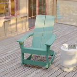 English Elm Modern Commercial Grade Poly Resin Wood Adirondack Rocking Chair - All Weather Polystyrene - Dual Slat Back - Stainless Steel Hardware