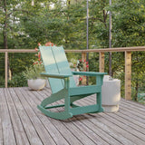 English Elm Modern Commercial Grade Poly Resin Wood Adirondack Rocking Chair - All Weather Polystyrene - Dual Slat Back - Stainless Steel Hardware