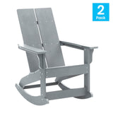 English Elm Modern Commercial Grade All-Weather 2-Slat Poly Resin Rocking Adirondack Chair with Rust Resistant Stainless Steel Hardware in - Set of2