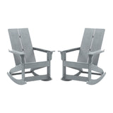 English Elm Modern Commercial Grade All-Weather 2-Slat Poly Resin Rocking Adirondack Chair with Rust Resistant Stainless Steel Hardware in - Set of2