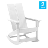 English Elm Modern Commercial Grade All-Weather 2-Slat Poly Resin Rocking Adirondack Chair with Rust Resistant Stainless Steel Hardware in - Set of2