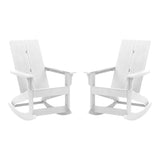 English Elm Modern Commercial Grade All-Weather 2-Slat Poly Resin Rocking Adirondack Chair with Rust Resistant Stainless Steel Hardware in - Set of2