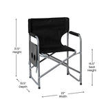 English Elm Commercial Grade Folding Director's Camping Chair with Side Table and Cup Holder - Portable Indoor/Outdoor Steel Framed Sports Chair