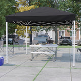 English Elm Commercial Grade 10'x10' Outdoor Pop Up Event Slanted Leg Canopy Tent with Carry Bag