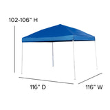 English Elm Commercial Grade 10'x10' Outdoor Pop Up Event Slanted Leg Canopy Tent with Carry Bag