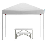 English Elm Commercial Grade Knox 10'x10' Pop Up Event Canopy Tent with Carry Bag and Folding Bench Set - Portable Tailgate, Camping, Event Set