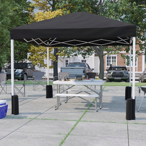 English Elm Commercial Grade 10'x10' Pop Up Event Straight Leg Canopy Tent with Sandbags and Wheeled Case