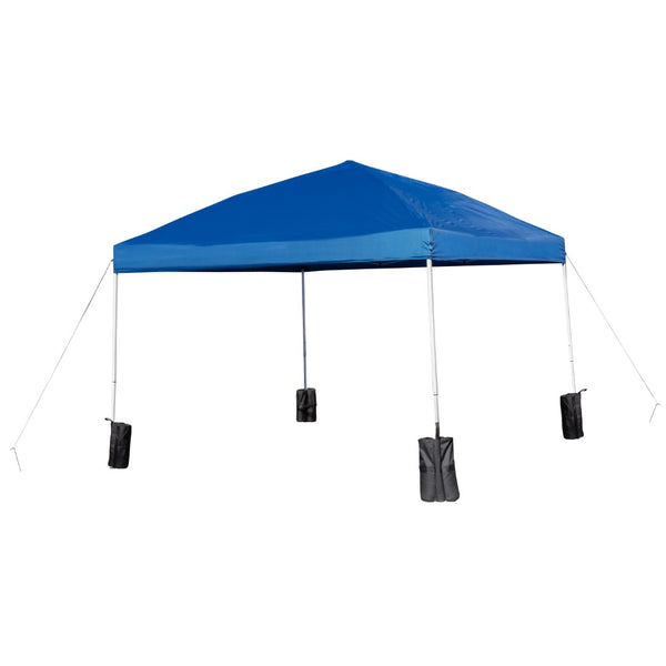 English Elm Commercial Grade 10'x10' Pop Up Event Straight Leg Canopy Tent with Sandbags and Wheeled Case