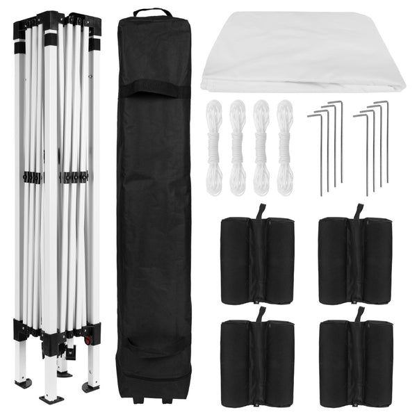 English Elm Commercial Grade 10'x10' Pop Up Event Straight Leg Canopy Tent with Sandbags and Wheeled Case