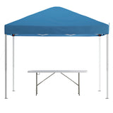 English Elm Commercial Grade Otis 10'x10' Pop Up Event Canopy Tent with Carry Bag and 6-Foot Bi-Fold Folding Table with Carrying Handle - Tailgate Tent Set