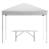 English Elm Commercial Grade Otis 10'x10' Pop Up Event Canopy Tent with Carry Bag and 6-Foot Bi-Fold Folding Table with Carrying Handle - Tailgate Tent Set