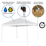 English Elm Commercial Grade Otis 10'x10' Pop Up Event Canopy Tent with Carry Bag and 6-Foot Bi-Fold Folding Table with Carrying Handle - Tailgate Tent Set