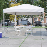 English Elm Commercial Grade Otis Portable Tailgate/Event Tent Set - 10'x10' Pop Up Canopy Tent, 6-Foot Bi-Fold Table, Set of 4 Folding Chairs