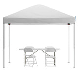 English Elm Commercial Grade Otis Portable Tailgate/Event Tent Set - 10'x10' Pop Up Canopy Tent, 6-Foot Bi-Fold Table, Set of 4 Folding Chairs