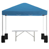 English Elm Commercial Grade Otis 10'x10' Pop Up Canopy Tent with Wheeled Case and 6-Foot Bi-Fold Folding Table with Carrying Handle - Tailgate Tent Set