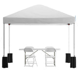 English Elm Commercial Grade Otis 10'x10' Pop Up Canopy Tent with Wheeled Case and 6-Foot Bi-Fold Folding Table with Carrying Handle - Tailgate Tent Set